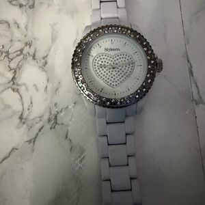 Style & Co. Silver and White Heart Watch